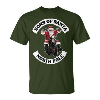 Sons Of Santa Biker Santa Santa On Motorcycle T-Shirt - Monsterry AU