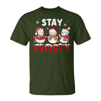 Stay Frosty Snowman Snow Retro Christmas Xmas Happy Holiday T-Shirt - Monsterry