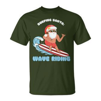 Surfing Santa Wave Rider Christmas In July T-Shirt - Monsterry