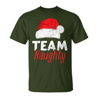Team Naughty With Santa Claus Hat For Christmas T-Shirt - Thegiftio UK