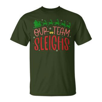 Our Team Sleighs Santa Squad Reindeer Christmas Pjs Family T-Shirt | Mazezy