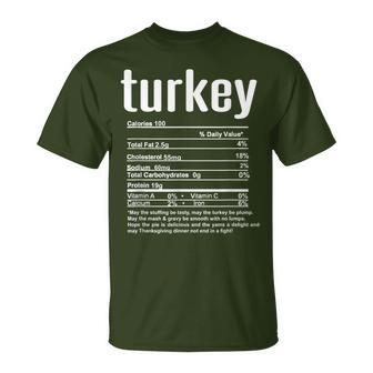 Thanksgiving Christmas Turkey Nutritional Facts T-Shirt - Monsterry UK