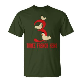 Three French Hens Song 12 Days Christmas T-Shirt - Monsterry AU