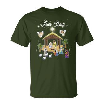 True Story Of Jesus Birth Christmas Nativity Catholic T-Shirt - Monsterry DE