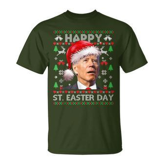 Ugly Christmas Sweater Joe Biden Happy Easter Day Xmas T-Shirt | Seseable CA