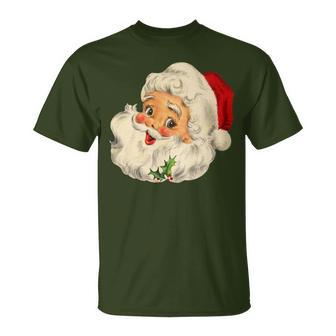 Vintage Christmas Santa Claus Face Old Fashioned T-Shirt - Monsterry DE