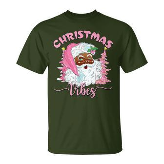 Vintage Pink Santa Claus Christmas Vibes Holiday Xmas T-Shirt | Mazezy AU