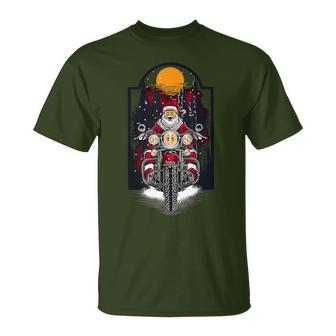 Vintage Santa Riding A Motorcycle Christmas T-Shirt - Monsterry