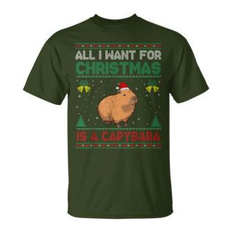 All I Want For Christmas Is A Capybara Ugly Sweater T-Shirt - Monsterry