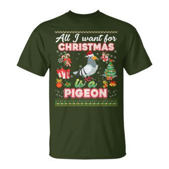 All I Want For Christmas Is A Pigeon Ugly Sweater Farmer T-Shirt | Mazezy