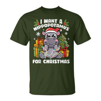 I Want A Hippopotamus For Christmas Hippo Christmas T-Shirt - Monsterry DE