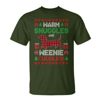 Weenie Dog Christmas Pajama Cute Weiner Ugly Christmas T-Shirt - Monsterry