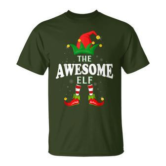 Xmas Awesome Elf Family Matching Christmas Pajama T-Shirt - Monsterry