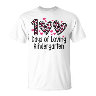 100 Days Of Loving Kindergarten Heart 100Th Day Of School T-Shirt - Thegiftio