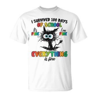 100 Days Of School It's Fine I'm Fine Everything Is Fine T-Shirt - Monsterry