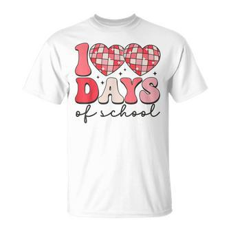 100 Days Of School Retro Disco Hearts 100Th Day Of School T-Shirt | Mazezy
