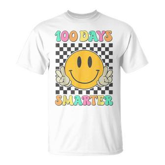 100 Days Smarter Cute Smile Face Hippie 100Th Day Of School T-Shirt | Mazezy