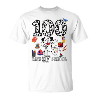 100 Days Smarter Of School Dabbing Dalmatian Dog Teachers T-Shirt | Mazezy
