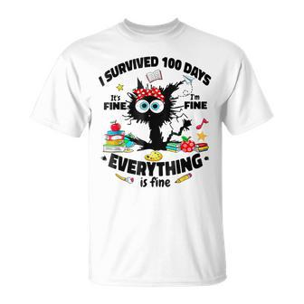 100Th Day Of School Its Fine Im Fine Everythings Is Fine T-Shirt - Monsterry DE