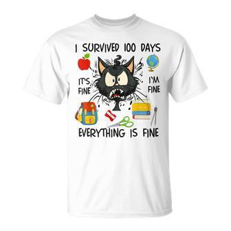 100Th Day Of School It's Fine I'm Fine Everything's Fine T-Shirt - Monsterry DE