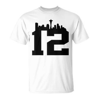 12Th Man Seattle Skyline Fan T-Shirt - Monsterry CA