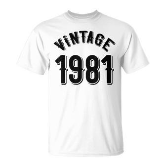 43Rd Birthday Awesome Since 1981 Decorations Vintage Retro T-Shirt - Monsterry