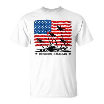 4Th July Fathers Day American Usa Flag Fighter Jets Dad T-Shirt - Thegiftio UK