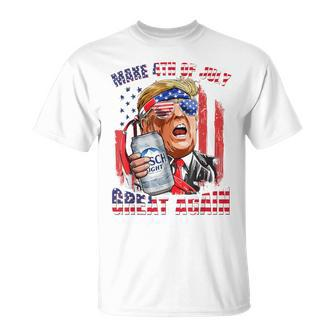 Make 4Th Of July Great Again Trump Drinking Beer T-Shirt - Monsterry DE