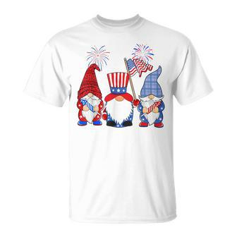 4Th Of July Leopard Gnomes Firework Usa American Women T-Shirt - Seseable