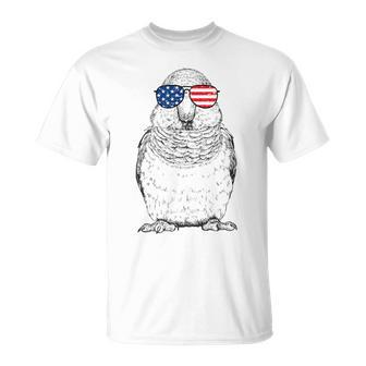 4Th Of July Quaker Parrot Bird Patriotic Usa Sunglasses T-Shirt - Monsterry