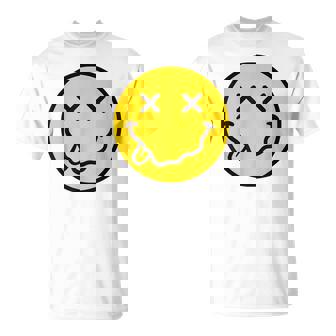 70S Yellow Smile Face Cute Happy X Eyes Smiling Face T-Shirt | Mazezy