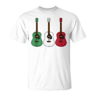 Acoustic Guitar Italian Flag Guitarist Musician Italy T-Shirt - Monsterry