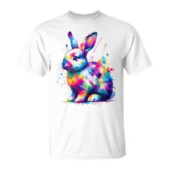 Adorable Bunny In Vibrant Colors For Girls Ladies Easter T-Shirt - Seseable