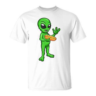 Alien Lover Ufo Alien Eating Hot-Dog Cool Alien T-Shirt - Monsterry