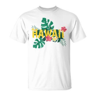 Aloha Hawaiian Sumer Vacation Tropical Flowers Hawaii T-Shirt - Monsterry AU