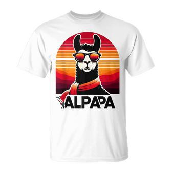 Alpapa Llama Retro With Sunglasses Dad Alpaca Father's Day T-Shirt - Thegiftio UK