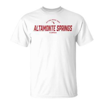 Altamonte Springs Florida Fl Vintage Athletic Red Sports Log T-Shirt - Monsterry UK