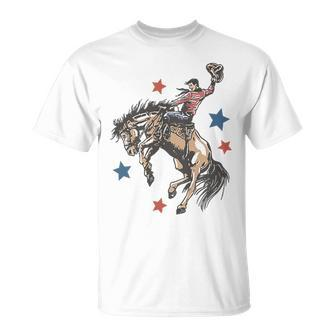 Make America Western Cowboy Again Retro 4Th Of July Usa Flag T-Shirt - Monsterry CA