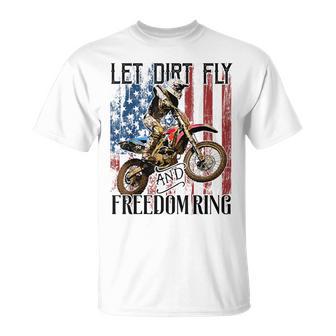 American Flag 4Th Of July Dirt Bike Motocross Racing T-Shirt - Monsterry UK