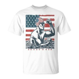 American Flag Swimming Usa 4Th Of July Fathers Day T-Shirt - Thegiftio UK