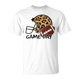 American Football Game Day Leopard Helmet For Girl T-Shirt - Monsterry UK