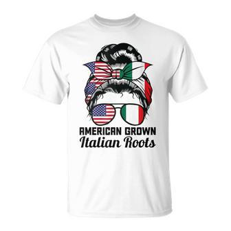 American Grown Italian Roots Italian Heritage Day Girl Women T-Shirt - Monsterry DE
