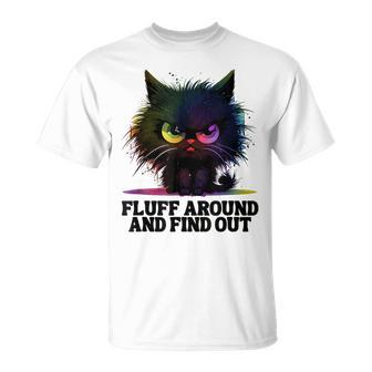 Angry Black Tie Dye Cat Fluff Around And Find Out Women T-Shirt - Seseable