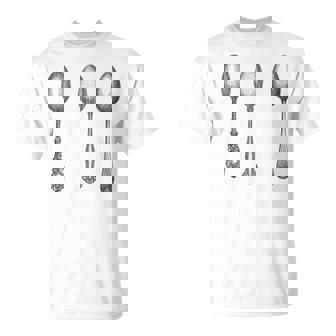 Antique Spoons Print Three Spoonie Silverware Etched Vintage T-Shirt | Mazezy