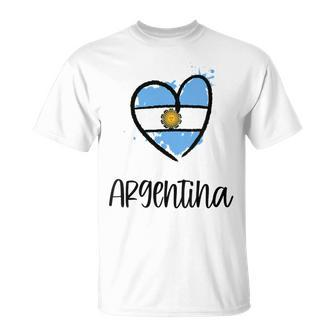 Argentina Heart Flag Cool America Spanish Argentinian T-Shirt - Monsterry