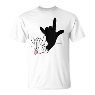 Asl Bunny Reflection I Love You Hand Sign Language Easter T-Shirt - Monsterry