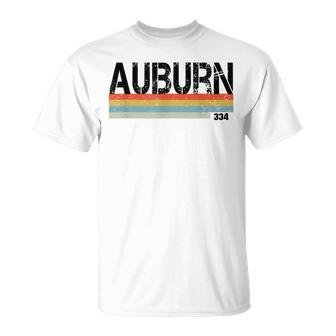 Auburn Alabama Area Code 334 Vintage Stripes T T-Shirt - Monsterry AU