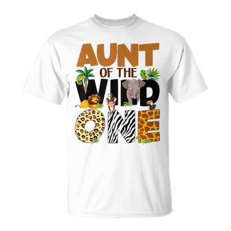 Aunt Of The Birthday Wild One Safari Boy Family Matching T-Shirt - Monsterry