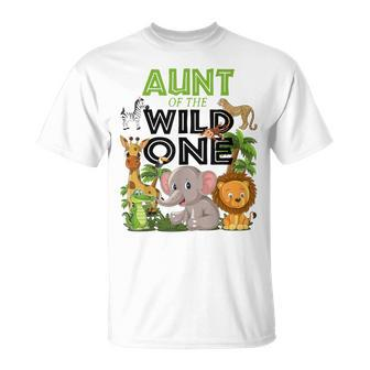 Aunt Of The Wild One Birthday 1St Safari Jungle Family T-Shirt - Seseable