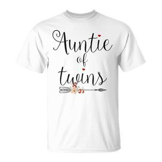 Auntie Of Twins Newborn Baby Reveal Twin Girls Boys T-Shirt - Monsterry